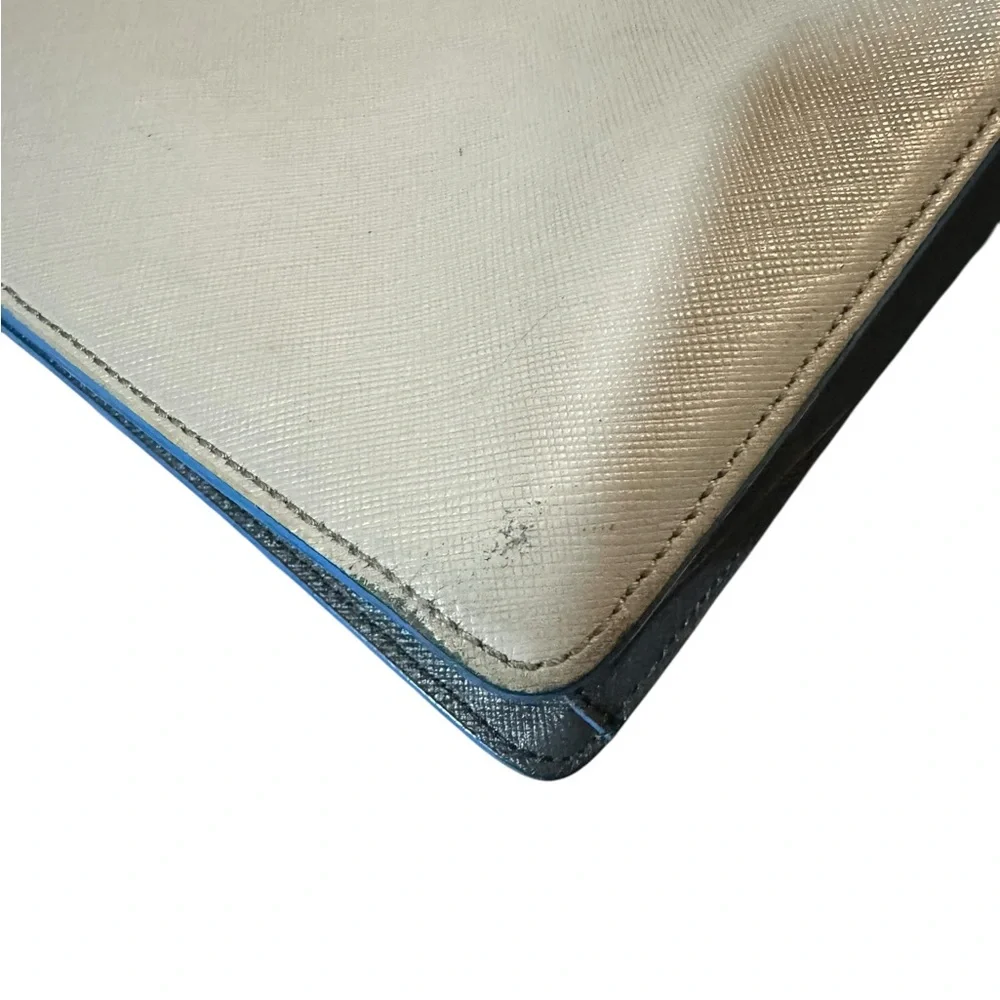 MCM SAFFIANO LEATHER LAPTOP/DOCUMENT BAG GRAY & BLUE Silver Hardware